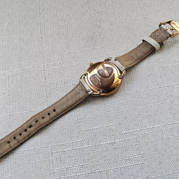Fossil Women Wristwatch Multifunction Cream Leather Band Gold Tone Case Watch - Picture 10 of 12